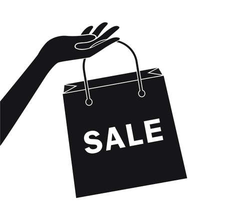 Closeup hand holding shopping bagのイラスト素材