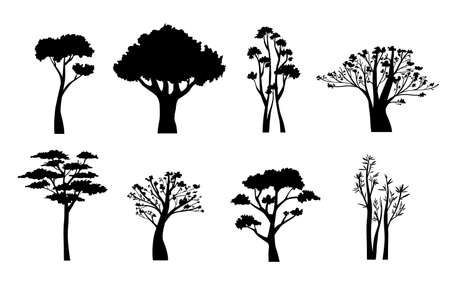 Trees silhouette on white background vector illustrationのイラスト素材
