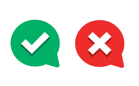 Check mark. green check mark and red cross iconのイラスト素材
