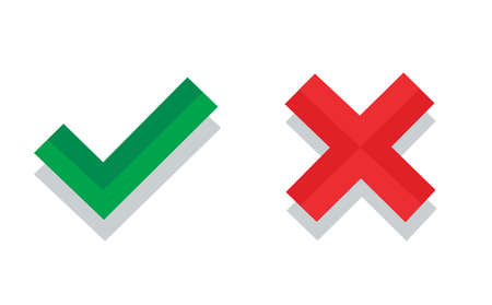 Check mark. green check mark and red cross iconのイラスト素材