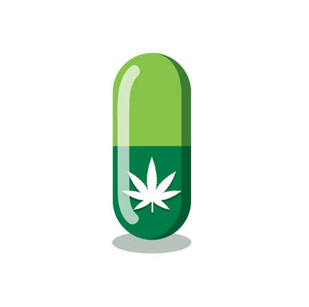 Pills with Cannabis. marijuana in capsuleのイラスト素材