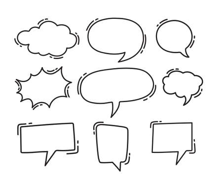 set of hand drawn speech bubbles vector illustrationのイラスト素材