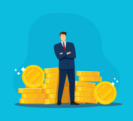 businessman standing crossed arm. successful business concept vector illustrationのイラスト素材