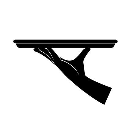 Waiter with cloche. Food serving vector illustration EPS10のイラスト素材