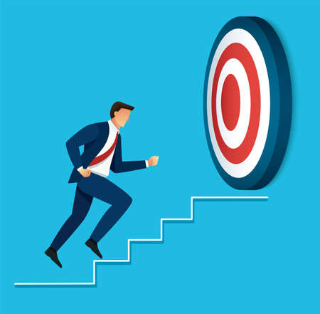 Businessman running to target archery vector illustrationのイラスト素材