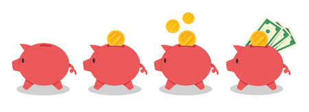piggy bank in flat vector illustrationのイラスト素材
