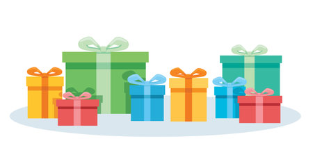 colorful gift boxes with a bow vector illustrationのイラスト素材