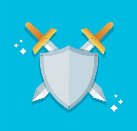 crossed swords and shield vector illustrationのイラスト素材