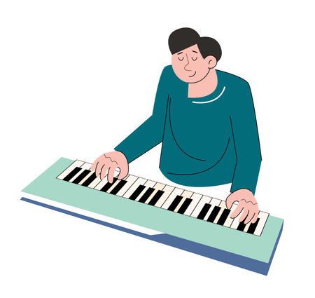 hobby character people play keyboard vector illustrationのイラスト素材
