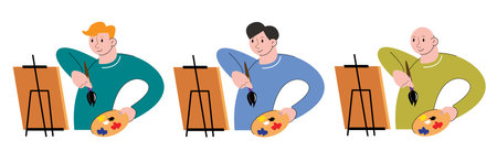 character people painting vector illustrationのイラスト素材