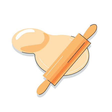 homemade dough with rolling pin vector illustrationのイラスト素材
