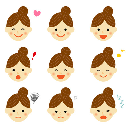 Facial expressions of womanのイラスト素材