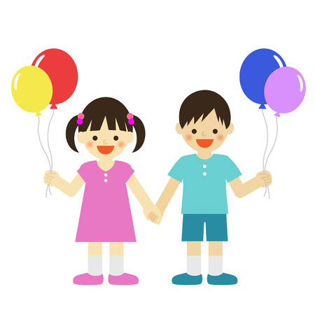 Kids Holding Balloonsのイラスト素材