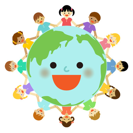 Multicultural children around the earthのイラスト素材