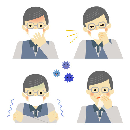 Cold symptoms of senior manのイラスト素材