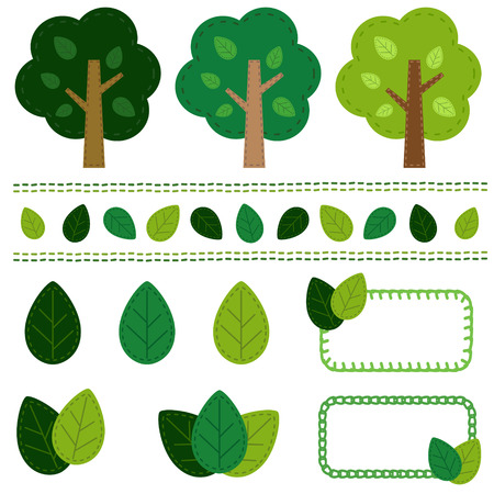 Set of green handcraftのイラスト素材