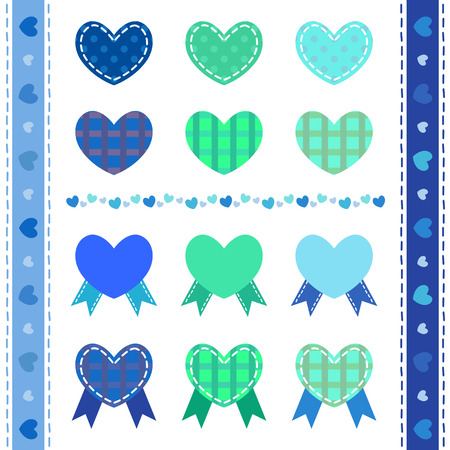 Set of decorative blue heartsのイラスト素材