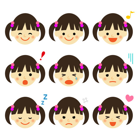 Facial expressions of girlのイラスト素材