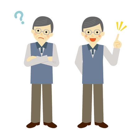 Thinking senior manのイラスト素材