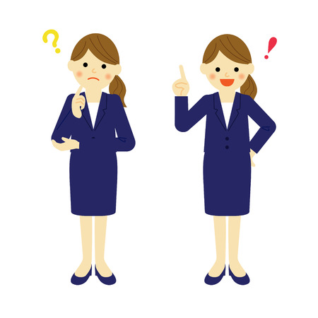 Thinking business womanのイラスト素材