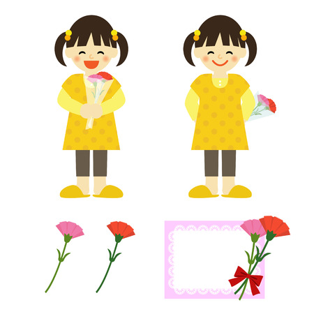 girl with flower on Mothers dayのイラスト素材