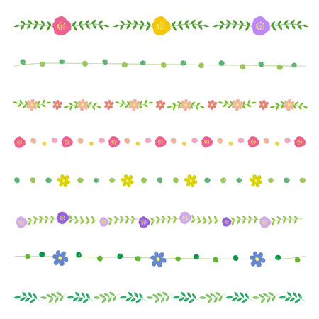 flower handdrawn bordersのイラスト素材