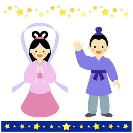 Couple of star festivalTANABATAのイラスト素材