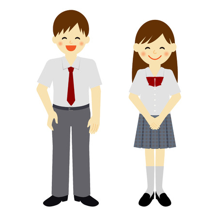 Summer uniformed school boy and school girlのイラスト素材