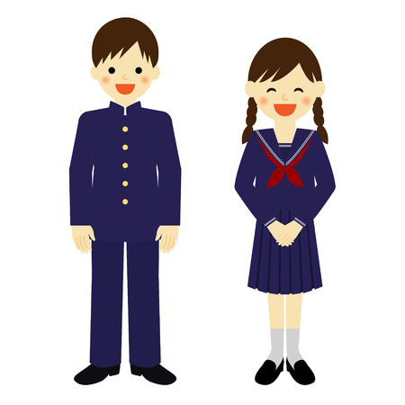 Uniformed school boy and school girlのイラスト素材