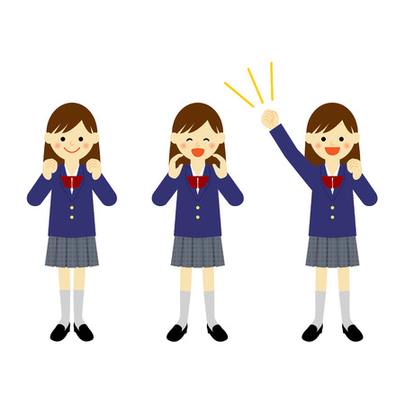 Cheering school girl  Vector EPS 10 illustrationのイラスト素材