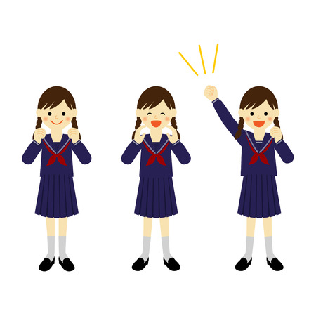 Cheering school girl  Vector EPS 10 illustrationのイラスト素材