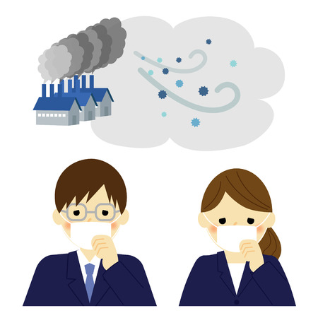 Air Pollution, businessman and businesswomanのイラスト素材