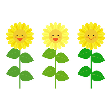 smiling sunflowersのイラスト素材