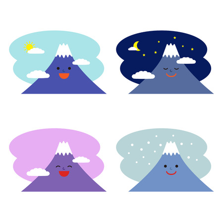 Smiling high mountains, Mount Fujiのイラスト素材