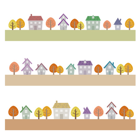 Autumn suburban housesのイラスト素材