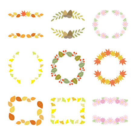 Autumn decorative frame setのイラスト素材
