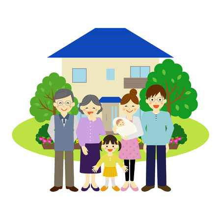 House and happy familyのイラスト素材