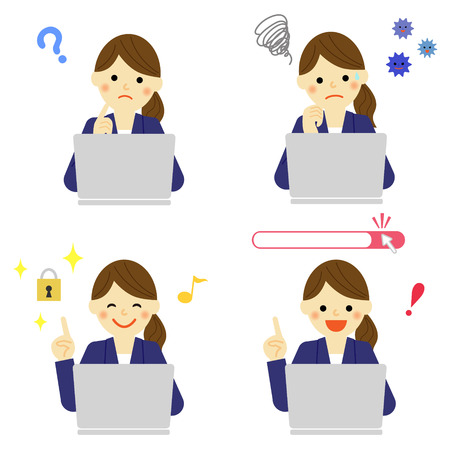 PC with business womanのイラスト素材