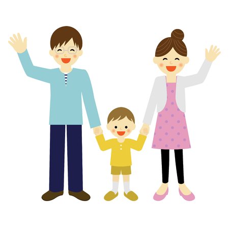 young parents with their little son hand in handのイラスト素材