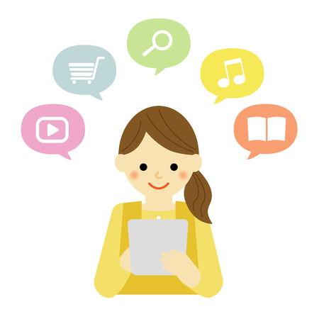 woman using a tabletのイラスト素材
