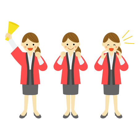 female salesclerk wearing japanese special outer wearのイラスト素材