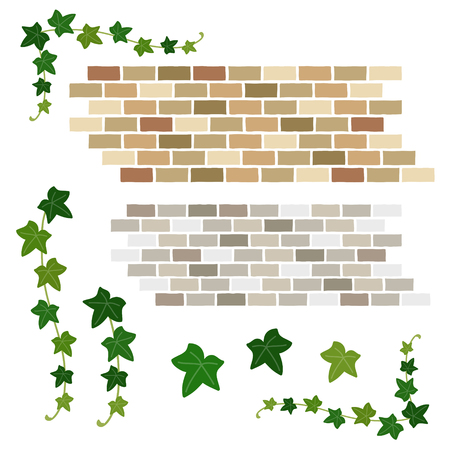set of ivy and brickのイラスト素材