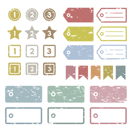 set of retro stamp tagのイラスト素材