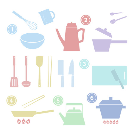 set of cooking toolのイラスト素材