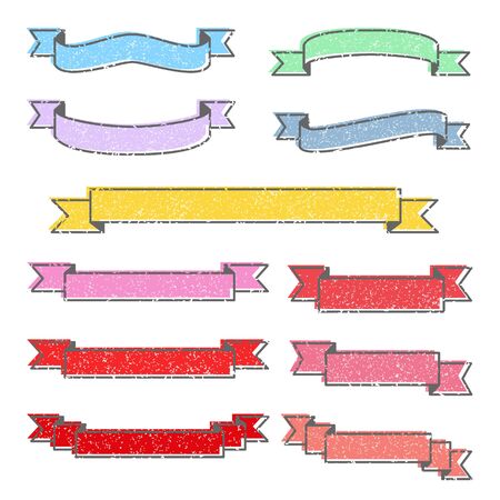 Set of colorful stamp ribbonsのイラスト素材