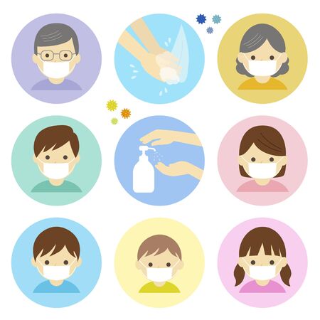 people wearing maskのイラスト素材