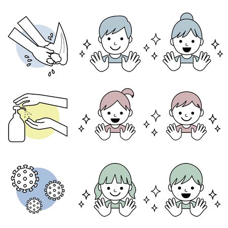 hand wash, familyのイラスト素材