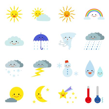 cute weather icon setのイラスト素材