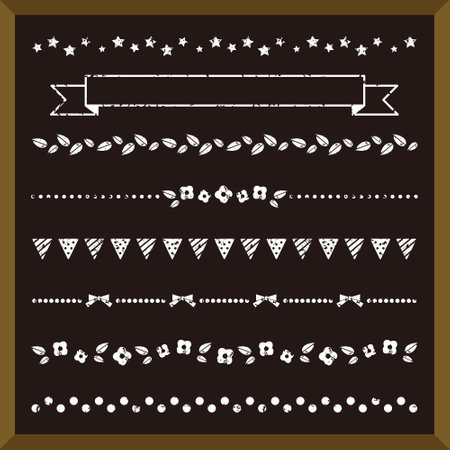 Set of girly borders on blackboardのイラスト素材