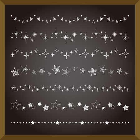set of star borders on blackboardのイラスト素材